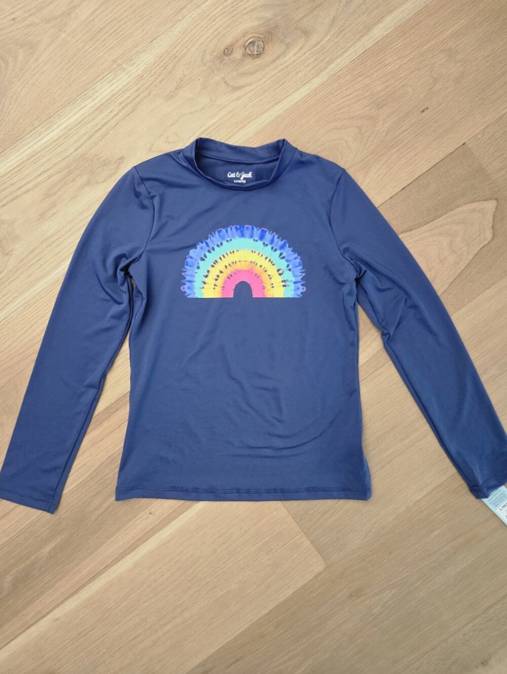 Cat & Jack Blue Kids Rashguard with Rainbow Graphic